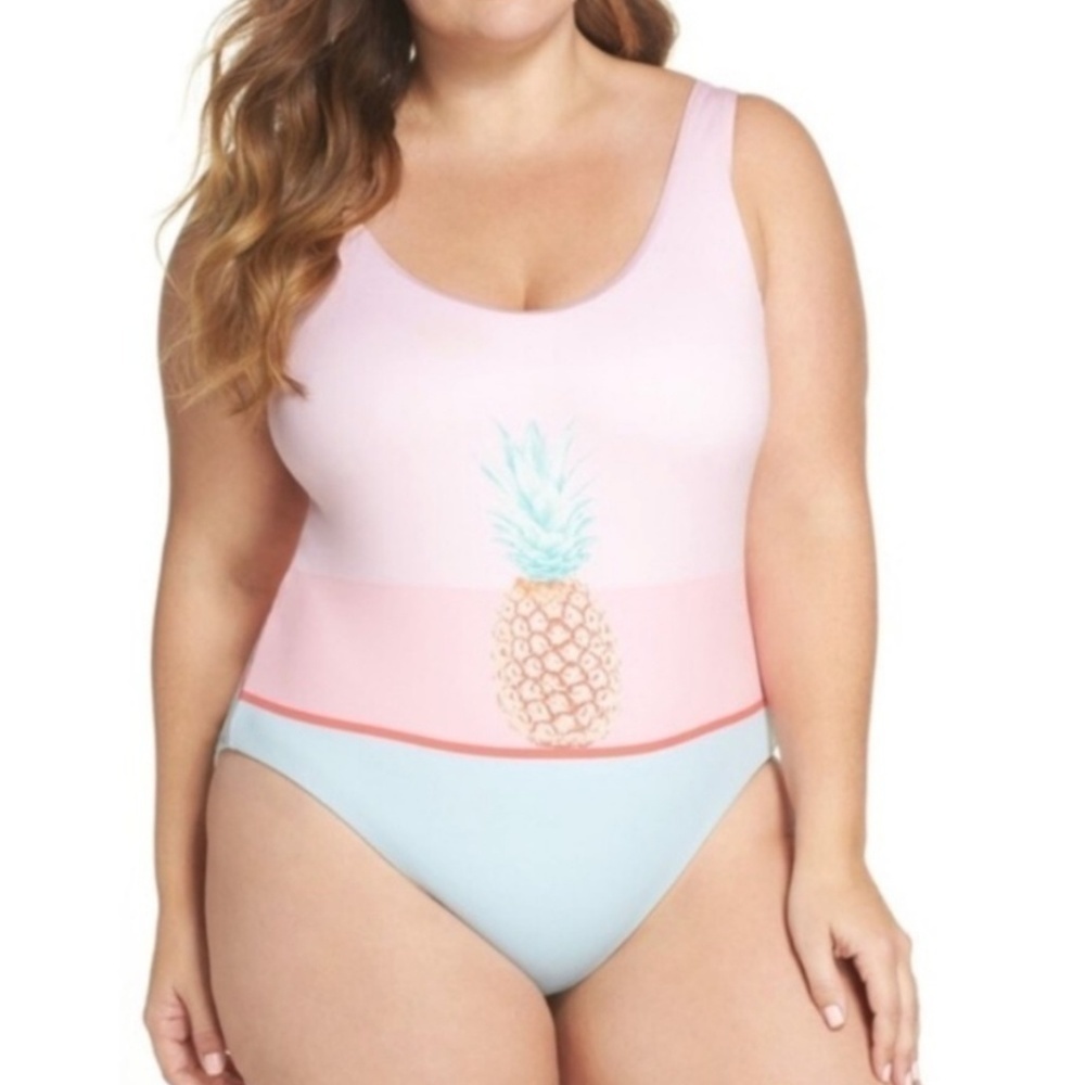 Bikini lab pineapple color block 1 piece new tags